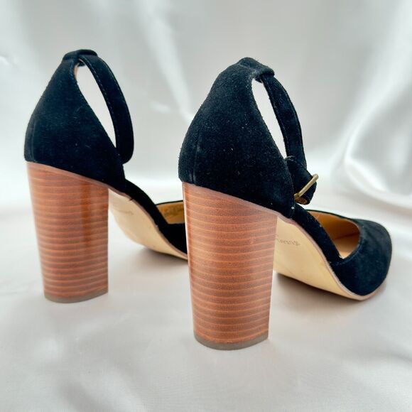 Soludos The Colette Black Split Suede Leather Block Heels Sandal Size 9 - Picture 4 of 11